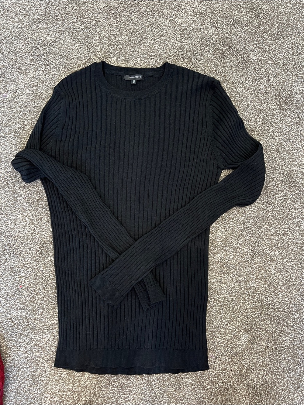 Dynamite Black Ribbed Crewneck Sweater